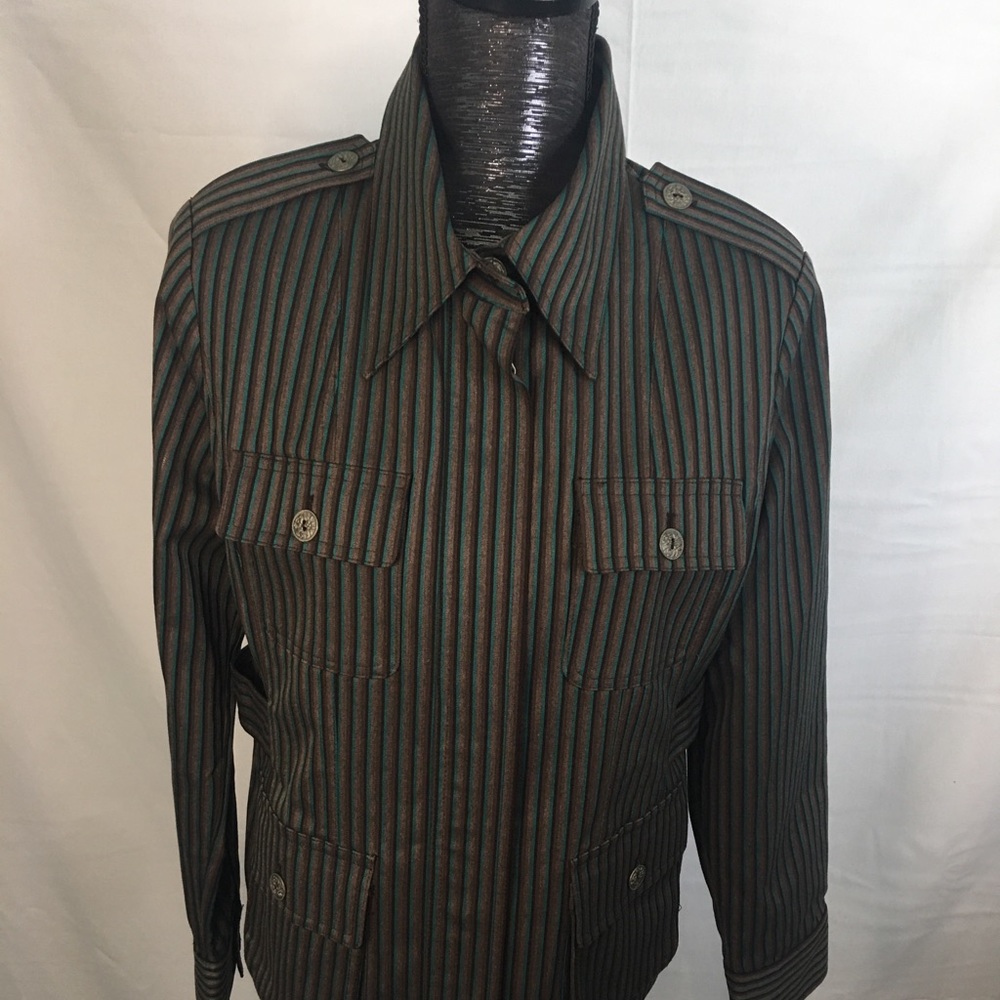 Jendo Olive Green Striped Zip Jacket Size 10